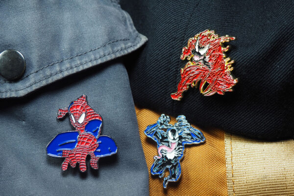 Spider-Man, Venom & Carnage enamel pin set